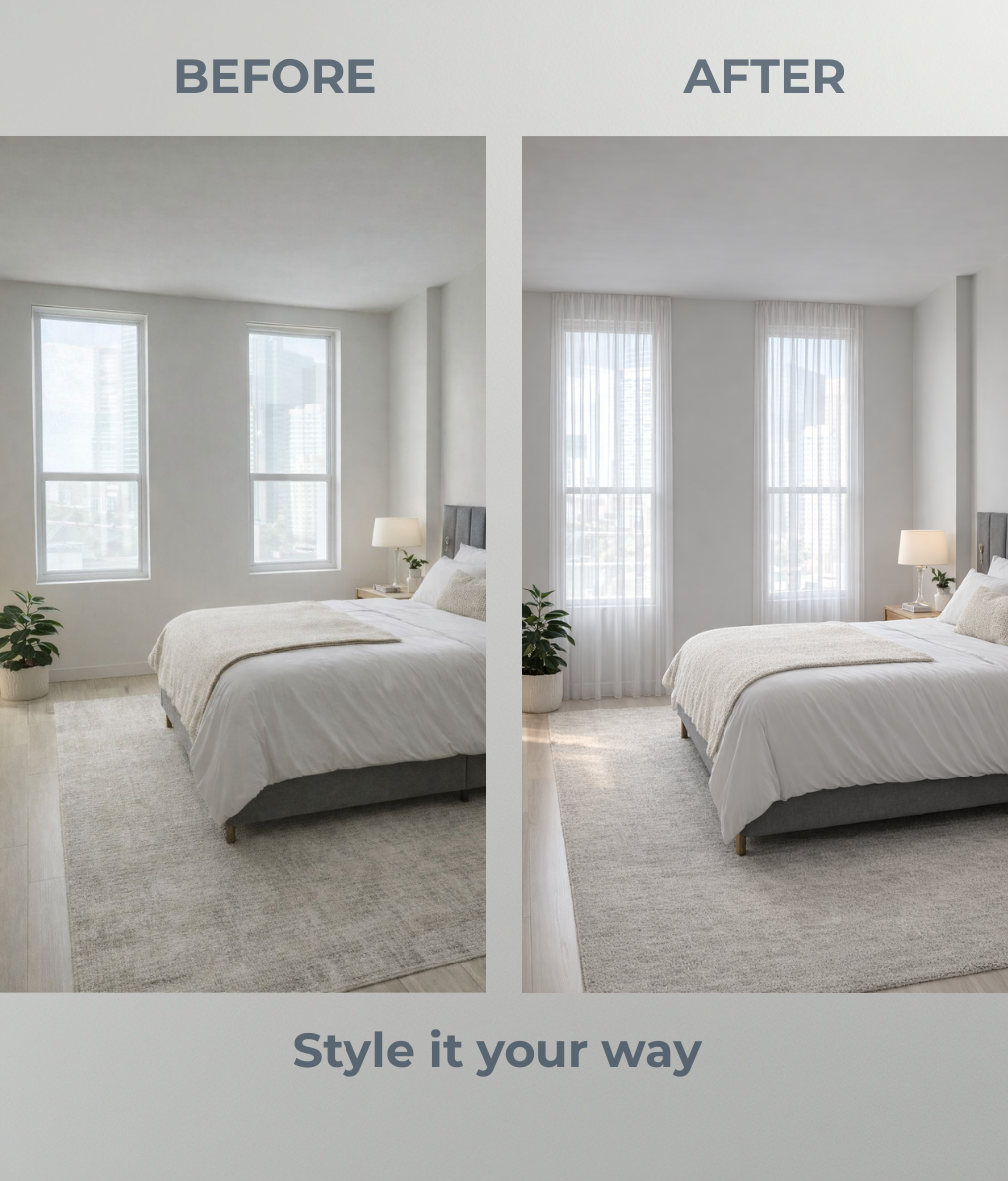 Self-Adhesive Modern Sheer Curtains (Set of 2)