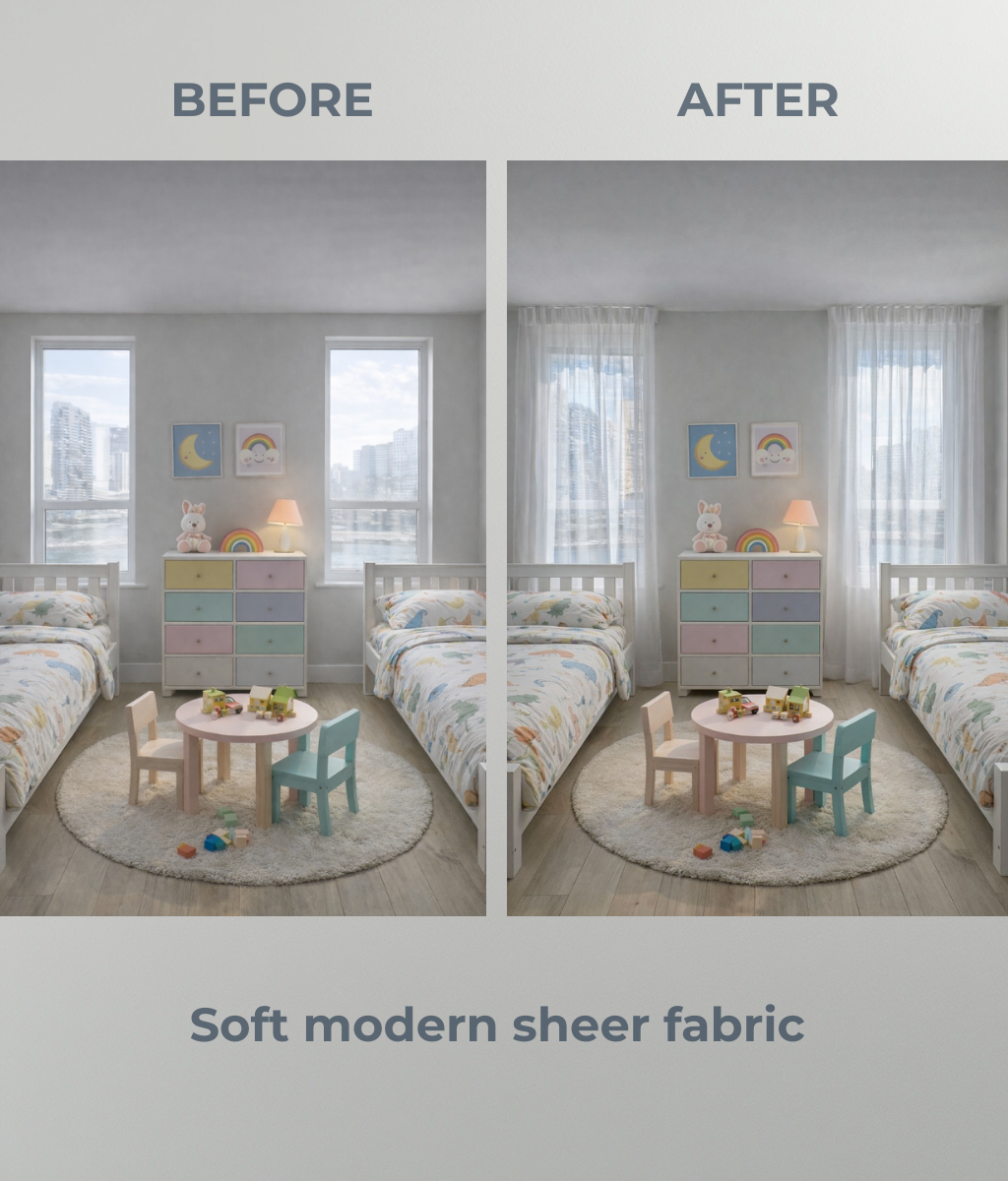 Self-Adhesive Modern Sheer Curtains (Set of 2)