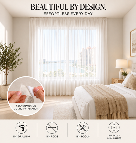 Self-Adhesive Modern Sheer Curtains (Set of 2)
